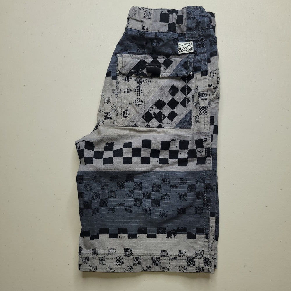 Shaun White Boys Gray Checkered Ripstop Cargo Shorts Skate Streetwear